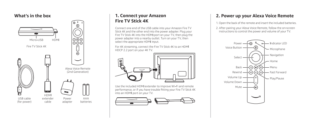 Features of the Amazon Fire TV Stick 4K streaming device with Alexa Voice Remote